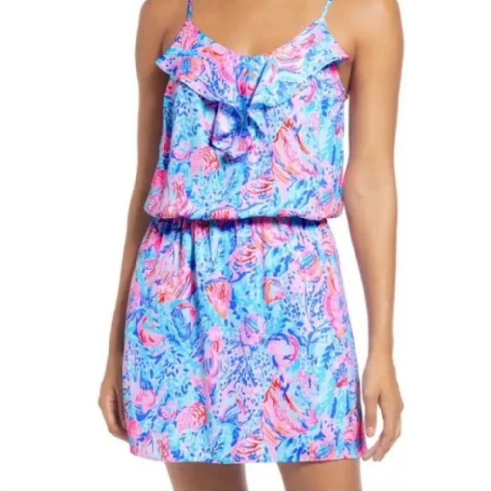Lilly Pulitzer Zana Romper Multi Treasure Trove Blue Pink XXS